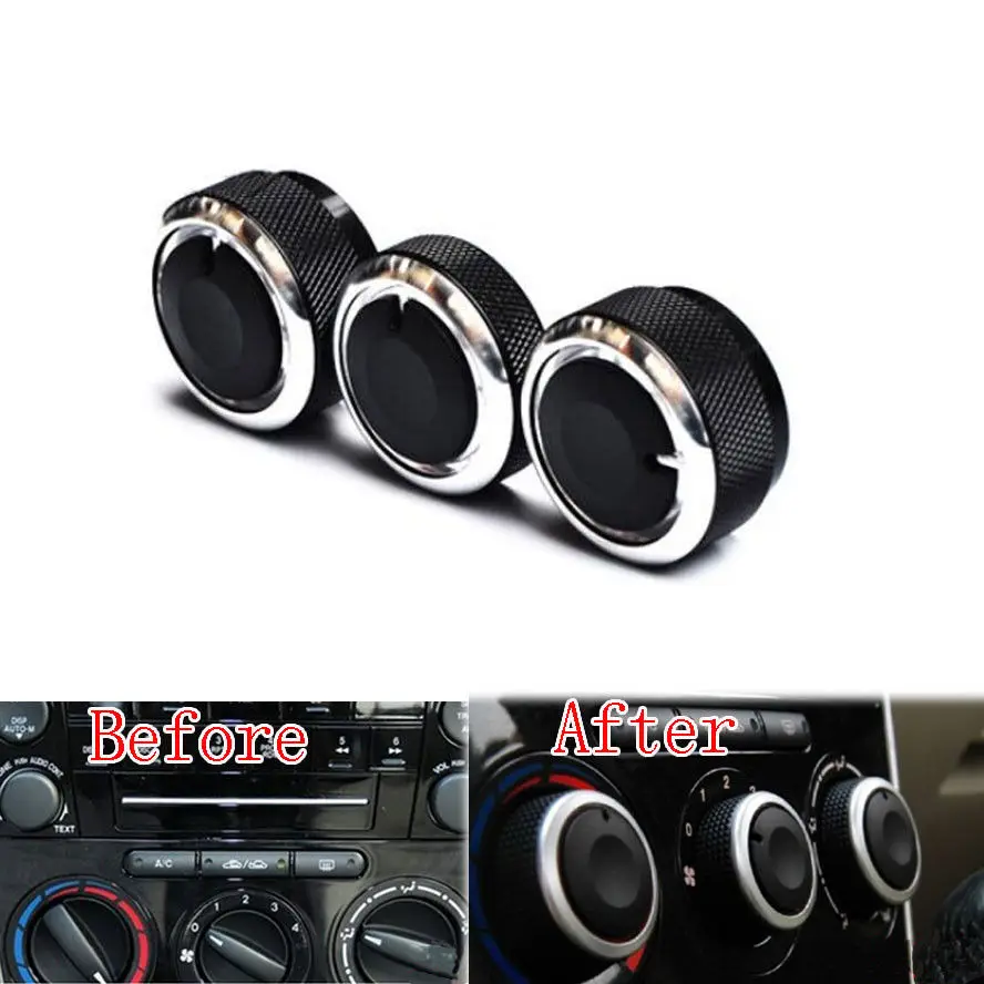 

3Pcs Car Heat Control Air Conditioning A/C Knobs Switch Botton Fit For Mazda 2014 3 Axela