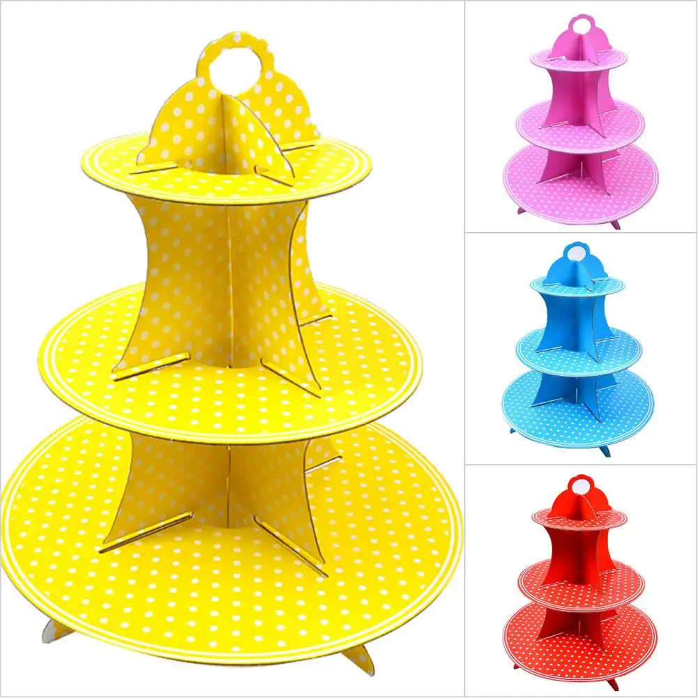 Birthday Party Supply 3 Tier Foldable Paper Cake Stand Cake Rack Birthday Wedding Dessert