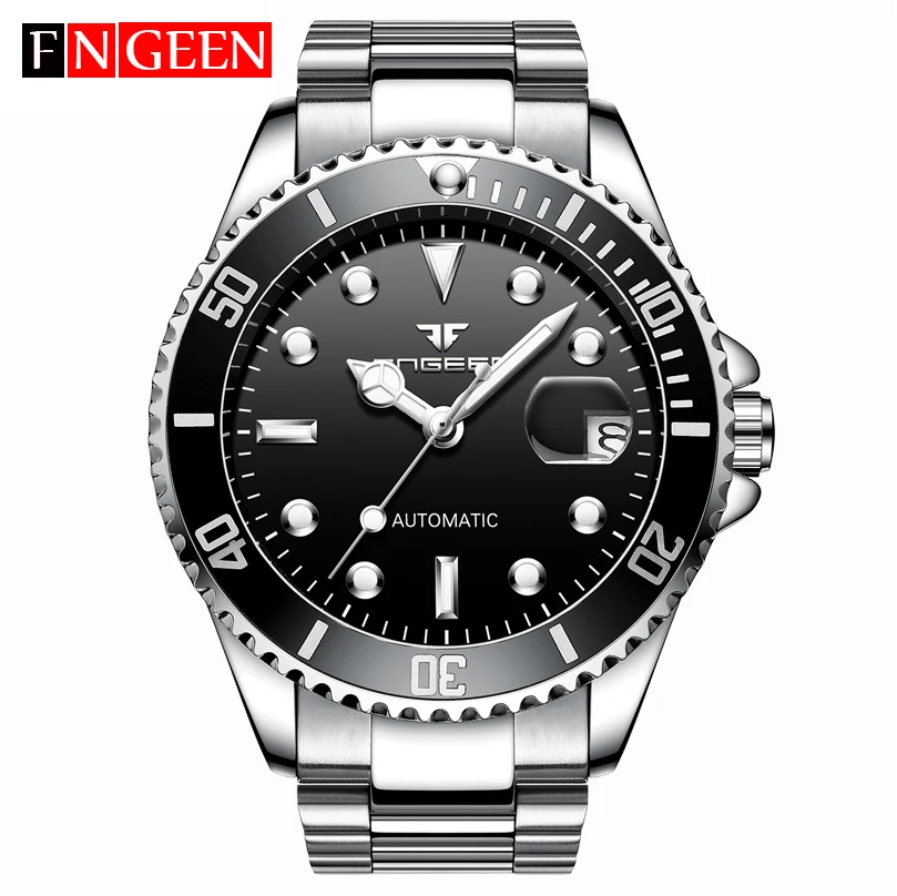 

FNGEEN Brand Men Mechanical Watch Automatic Role Date Fashione Luxury Submariner Clock Male Reloj Hombre Relogio Masculino