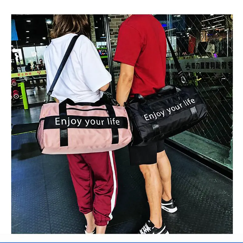 Женская розовая спортивная сумка, Мужская черная нейлоновая Водонепроницаемая спортивная сумка, независимое положение обуви, сумка для хранения багажа, сумки для путешествий на открытом воздухе