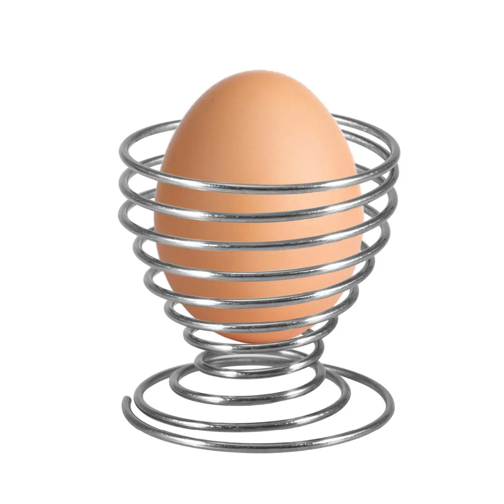 Stainless Steel Egg Cup Spring Wire Tray Eggs Holder Shelf Standin