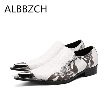 

New mens white printing leather wedding shoes men pointed toe suit dress shoes man high heel fashion party shoes plus size 37 46