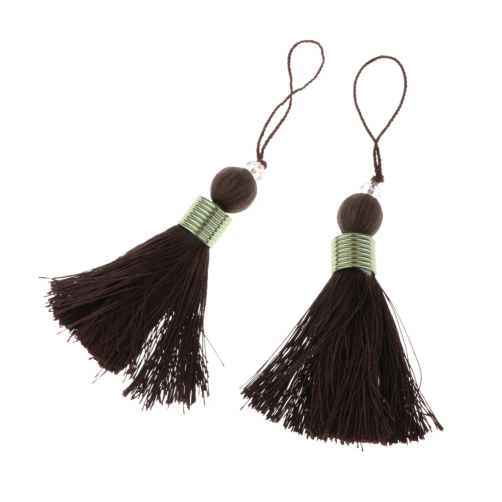 2Pcs Variety Colors Polyester Thread Tassel Charm Pendant Bag Chain Key Decoration Curtain Drapery Tassels Decor