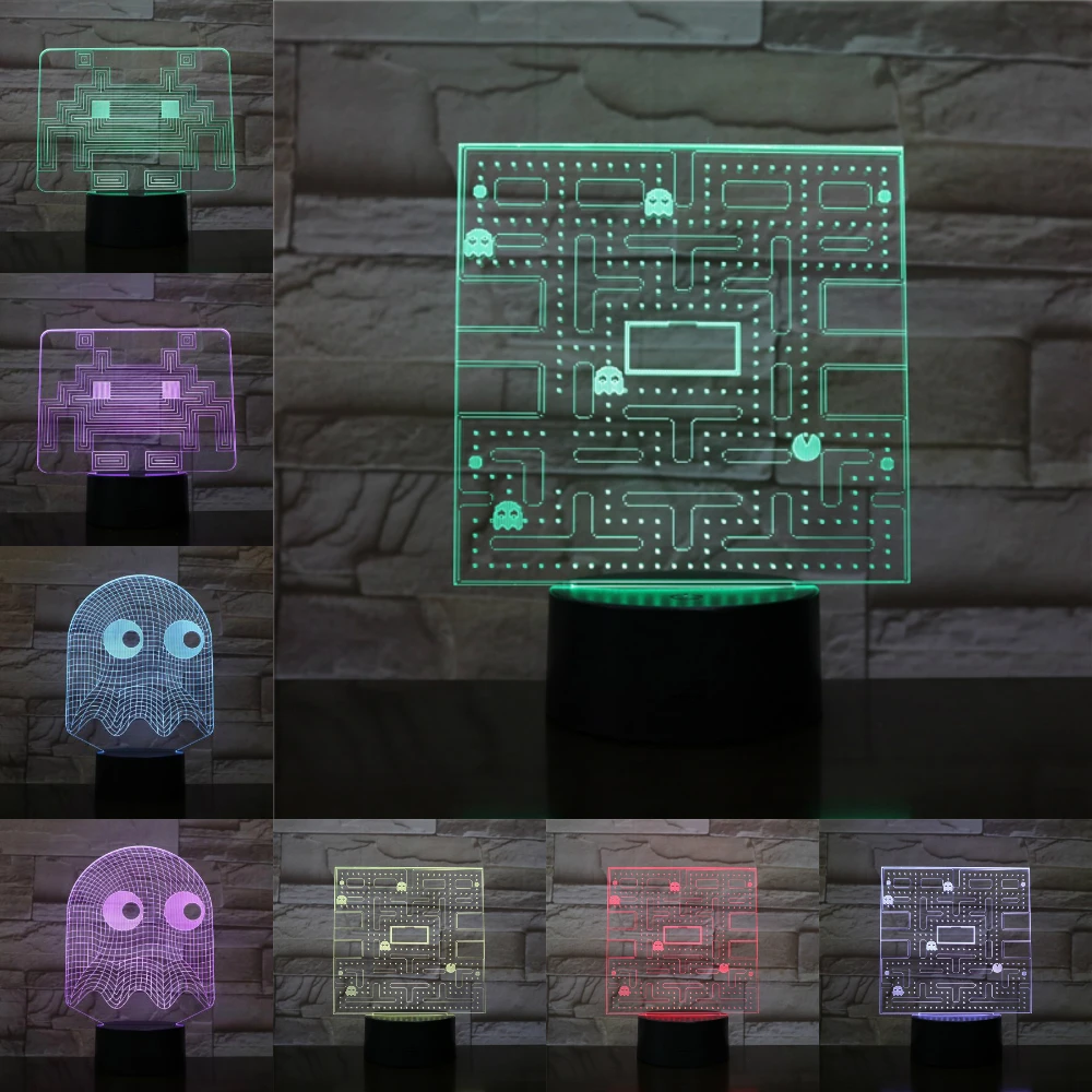 

Cartoon USB Pac-man Game Theme Color Night Light LED Ghost Lamp Bedroom Children's room Decoration Lighting
