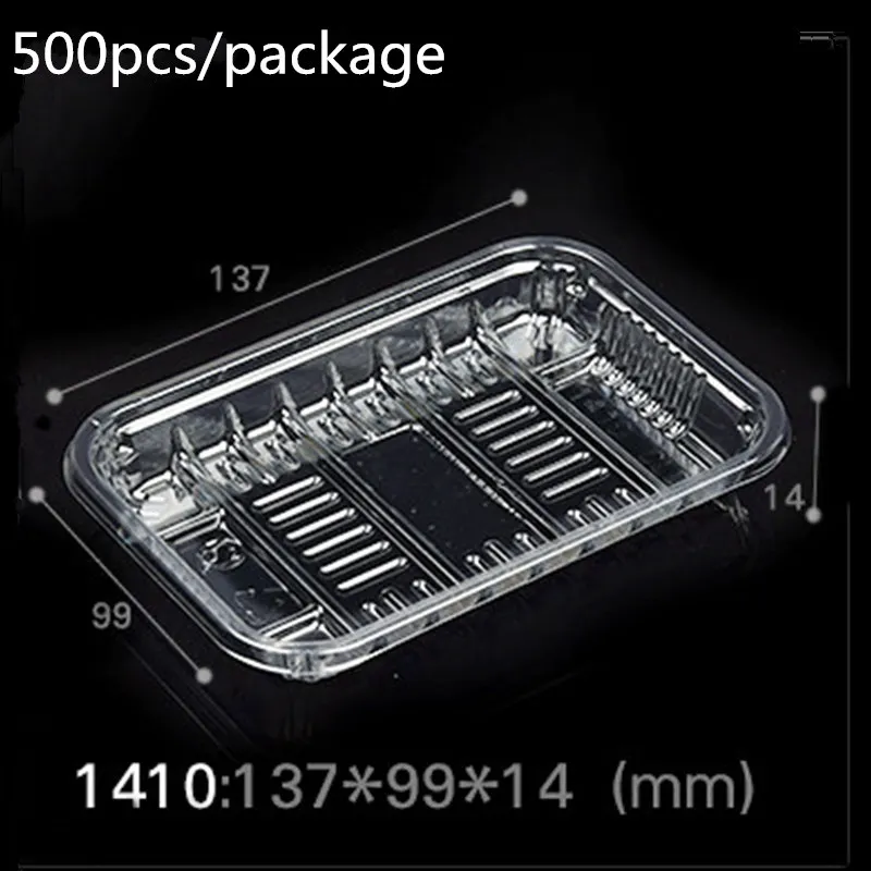 

500pcs 137*99*14mm Disposable Clear PET Plastic Tray for Fresh Food Fruit Meat Fish Tray for Supermarket and Vegetable Shop