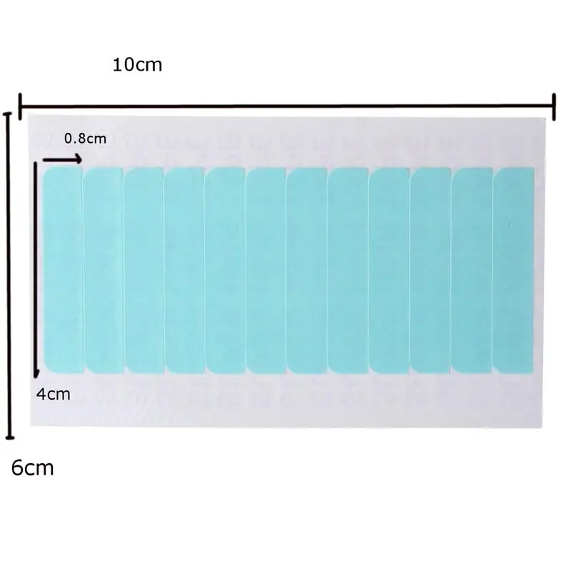 60pcs/pack 5 Sheets 4cm*0.8cm Hair Tape Adhesive Glue Double Side Tape Waterproof For Lace Wig Feature Human Hair Extension Tool