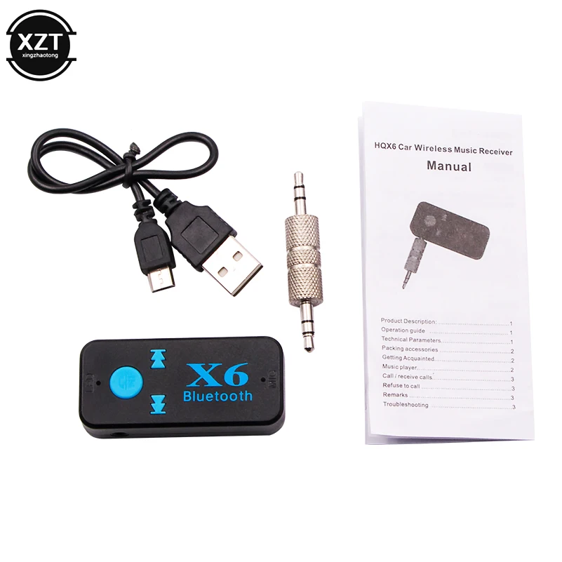 X6 беспроводной Bluetooth приемник передатчик громкой связи адаптер 3,5 мм разъем для MP3 Автомобильная Музыка Аудио Aux A2DP Поддержка TF карты