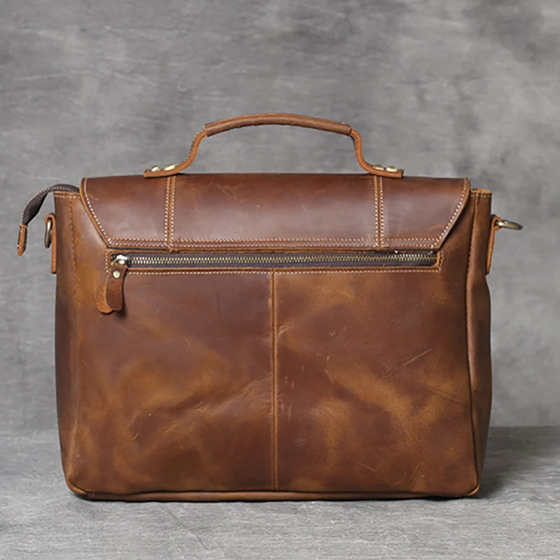 AETOO Retro head cowhide Briefcase Leather laptop bag men's shoulder oblique cross bag