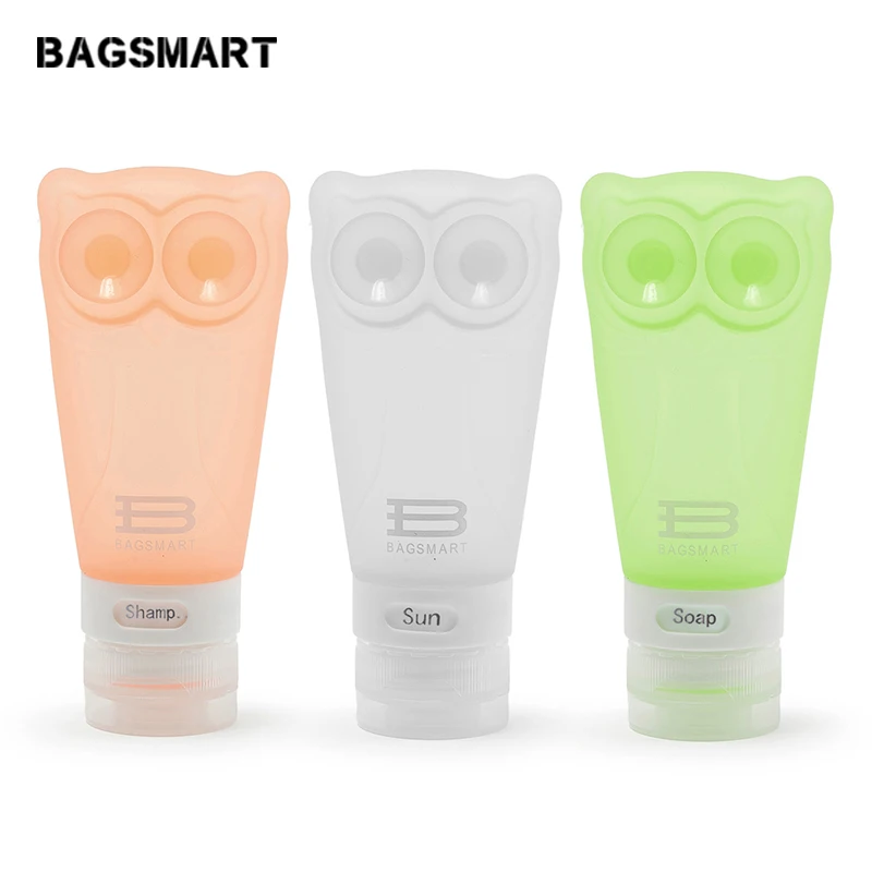 

BAGSMART Travel Toiletry Containers for Lotion Shampoo Travel Bottles Small Empty Bottles Set of 3pcs Animal Cartoon Cute Style