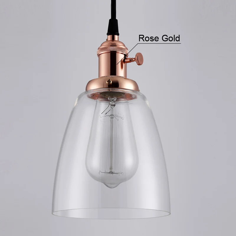 Винтажные подвесные светильники стеклянные промышленные подвесные лампы подвесное освещение стеклянные абажуры освещение люстры для столовой - Цвет корпуса: rose gold