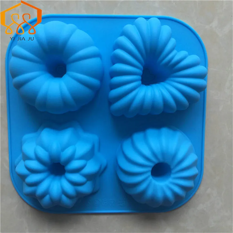 

4 Different Flower Shaped Silicone Cake Molds Cold Soap Molds No Color Drop Household Handmade Soap tools