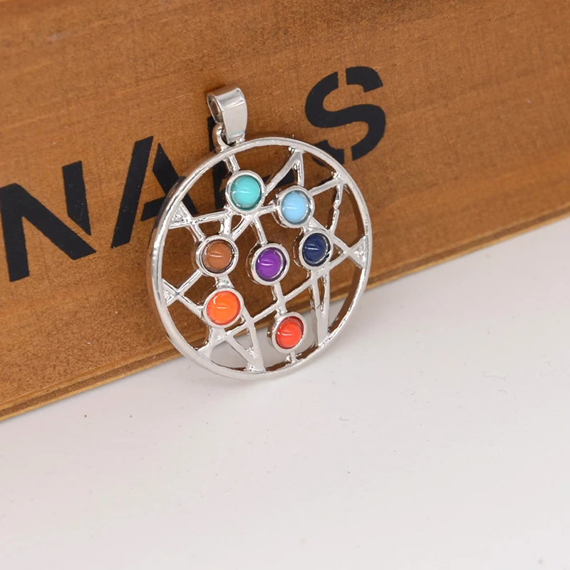 Vintage Unisex Jewelry Colorful Stone Beads DIY Necklaces & Pendants Vintage Reiki Healing Point Chakra Neckalce Shellhard