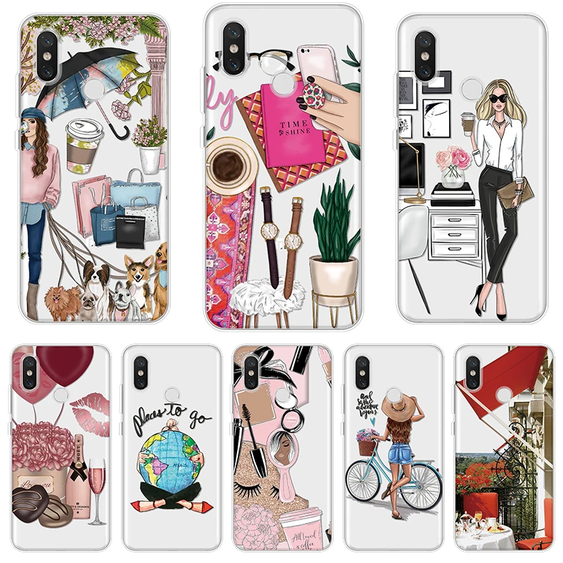 

Mom Girl Black Soft TPU Case For Xiaomi Mi Play A1 A2 8 Lite SE Explorer 5X 6X 4 4C 5 5S 6 9 Pro Note Mix 2 3 2S Case Coque Capa