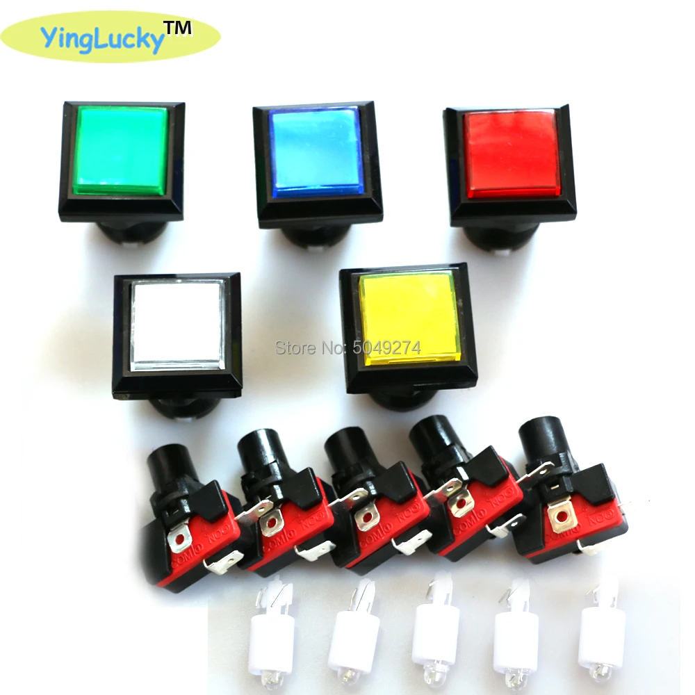 Factory Price 33*33mm Square Push Button Arcade button 12V LED Momentary Buttons Illuminated | Спорт и развлечения