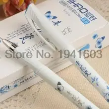 12 шт./партия винтажные Ретро китайские стильные гелевые ручки синие и белые фарфоровые канцелярские принадлежности офисные школьные принадлежности подарок 051