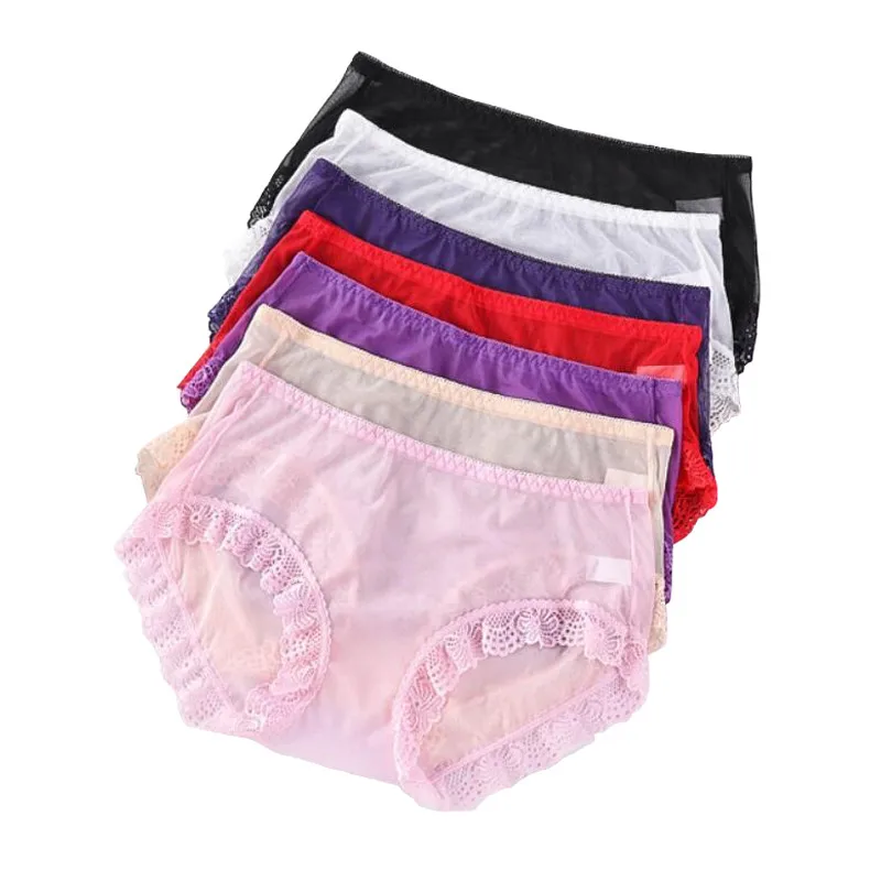 

Transparent Seamless Panties Ladies Lace Sexy Underwear Mesh Middle Waist Elastic Women's Underwear Soft Thin Briefs New Style