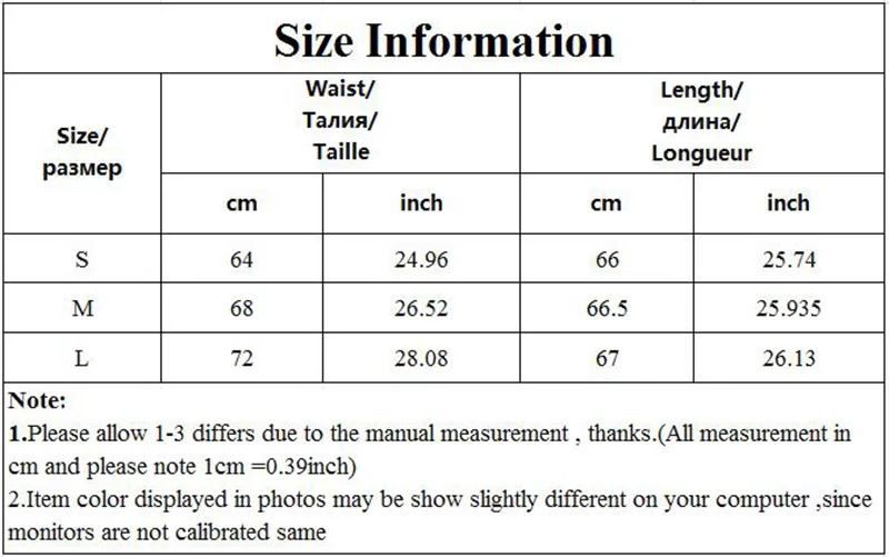 size table