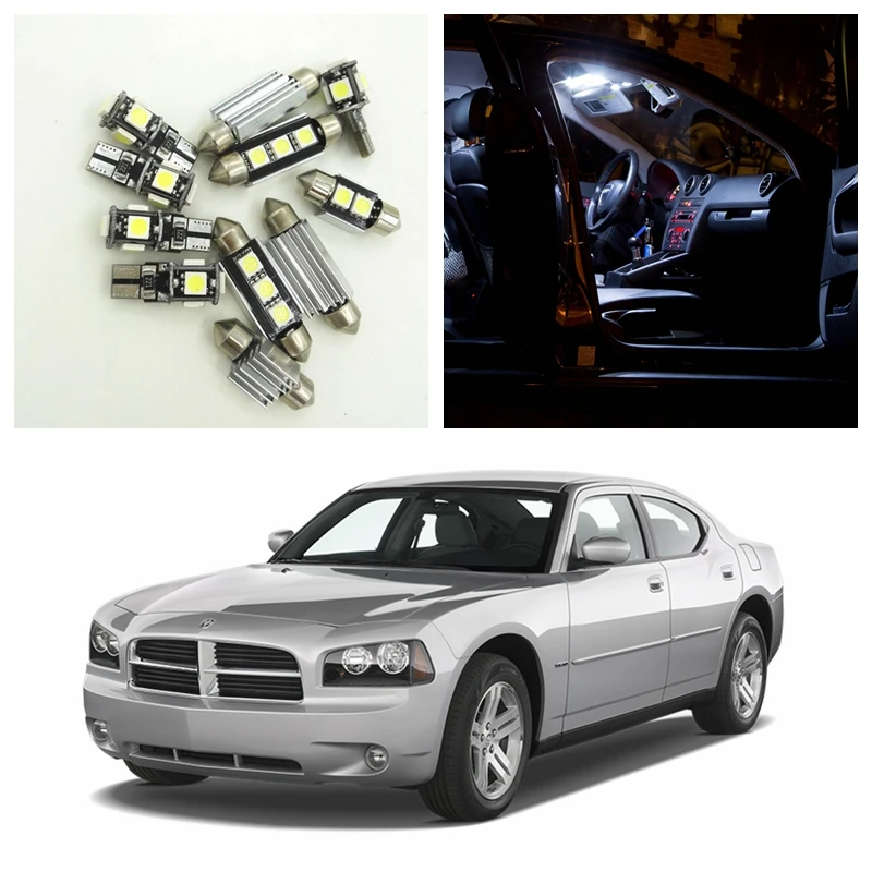 Us 12 34 35 Off 12pcs Canbus Xenon White Car Led Light Bulbs Interior Package Kit For 2006 2010 Dodge Charger Map Dome Trunk License Plate Lamp In