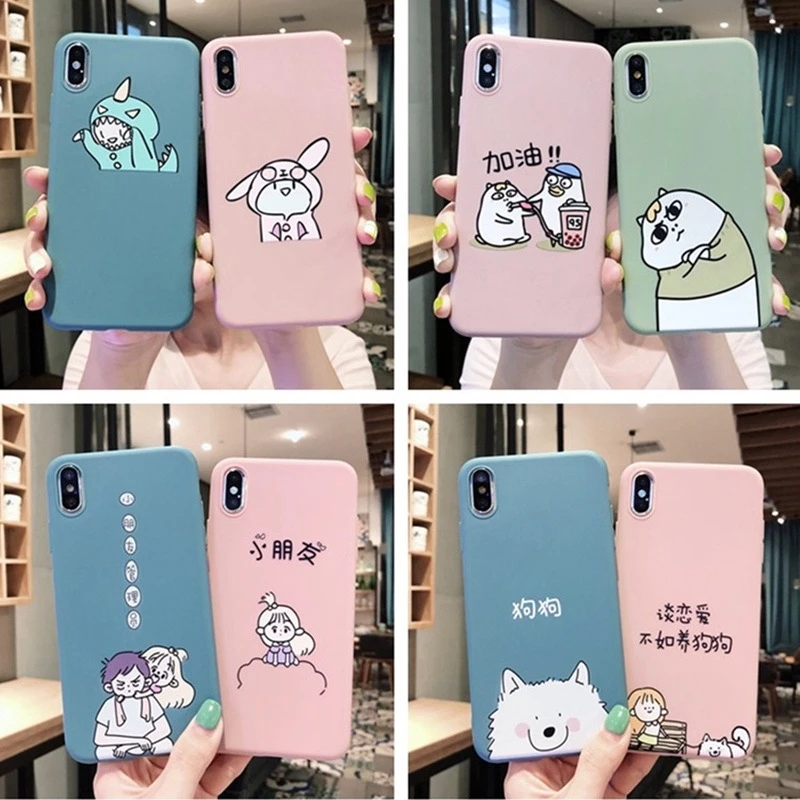 

ins Cartoon Lovers soft tpu phonecase iPhone 6/6s/6p/6splus/7/8/7p/8p/X/Xs/XsMax/XR