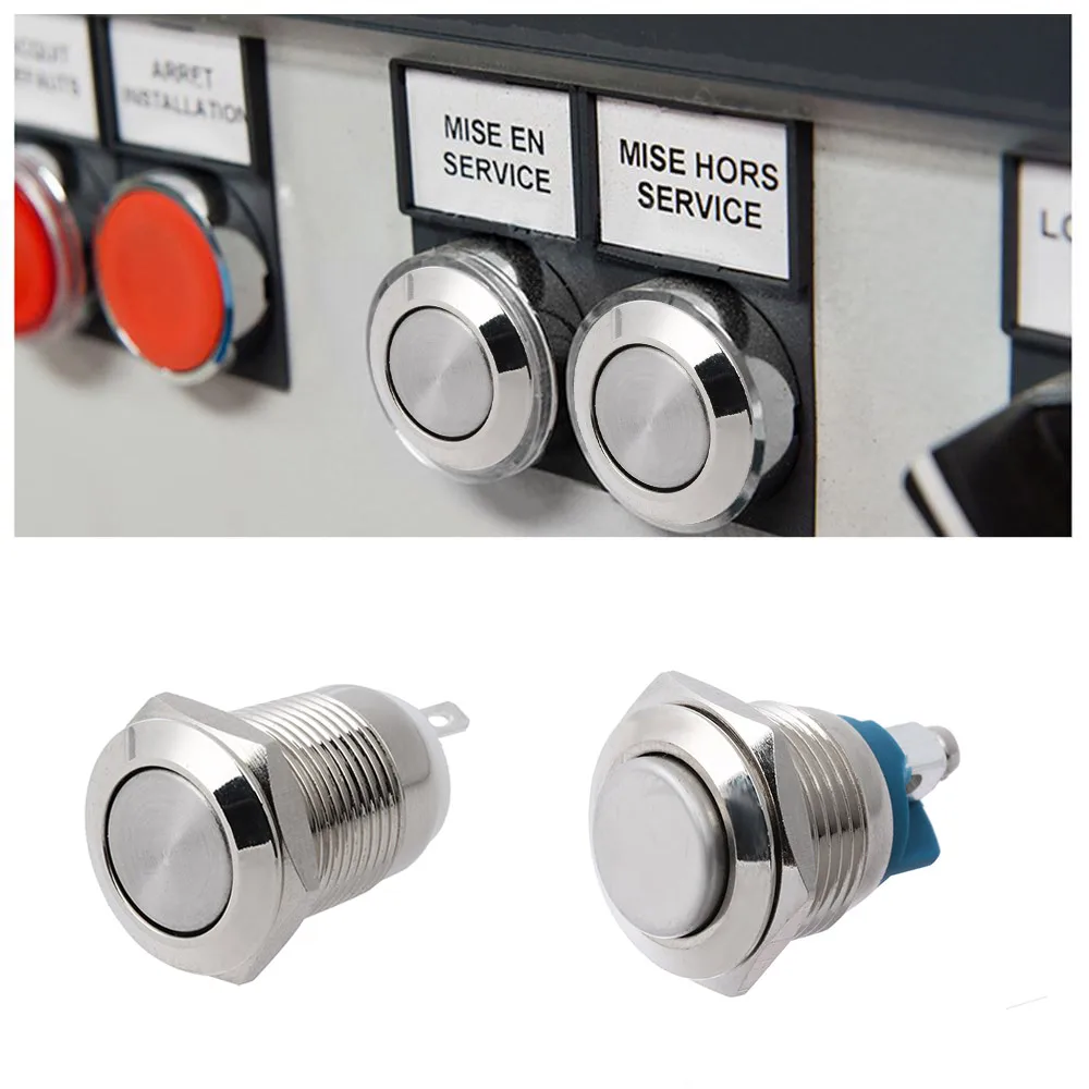 

16/12mm IP67 Metal Push Button Starter Switch/Boat Horn High/Flat/Shape Round Momentary Stainless Steel plated brass button