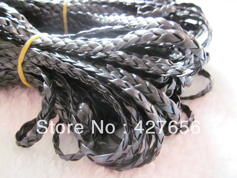 

Black Flat Braid Faux Leather Cords String Rope,Jewelry Beading String, For Bracelet & Necklace,DIY Jewellry Accessory