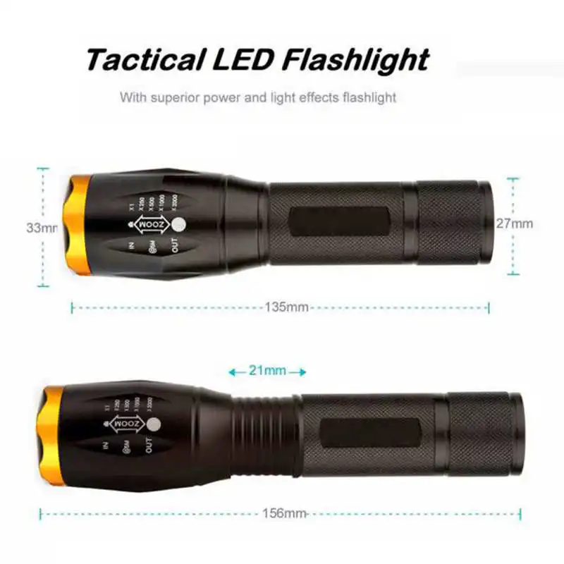 G700 X800 Tactical Military XM-L T6 Flashlight Torch powerful led flashlight Waterproof Zoom lanterna led t6 fanatic #4S15 (2)