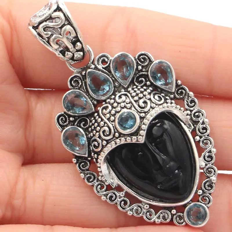 

Stunning Purple Sapphire, Peridot, Violet Tanzanite, Blue Topaz White CZ Woma's Engagement Wedding 925 Silver Pendant