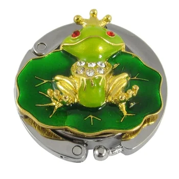 

Cute Gold Tone Frog Green Leaf Purse Bag Handbag Hanger Hook Holder Folding Bag Purse Hook Handbag Hanger Holder
