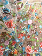 Delicate Floral Embroidery Lace Fabric with colorful stiching embroidery , wedding gown fabric, bridal dress lace fabric by yard