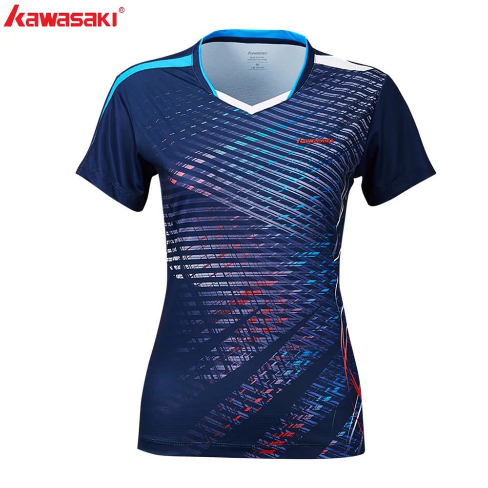 

Kawasaki Brand Short Sleeve Fitness Running T-Shirt Women Quick Dry Polyester Breathable White Sports T Shirt V Neck ST-S2112