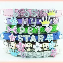 Ошейники для собак с буквами и подвесками, кожаный персональный Собачий Ошейник Домашние животные ожерелье с кошкой, Маленький Средний Большой