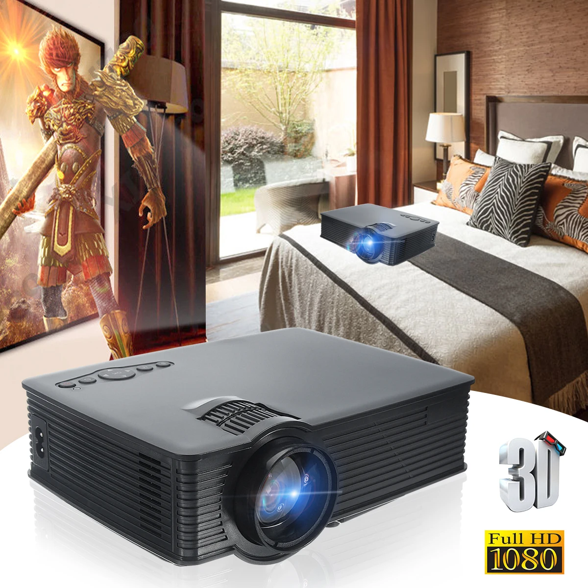 Thinyou GP-9 3000 Lumens WIFI LED Projector Black Mini Projector HDMI Digital Home Theater support multiple extensions Thinyou GP-9 3000 Lumens WIFI LED Projector Black Mini Projector HDMI Digital Home Theater support multiple extensions