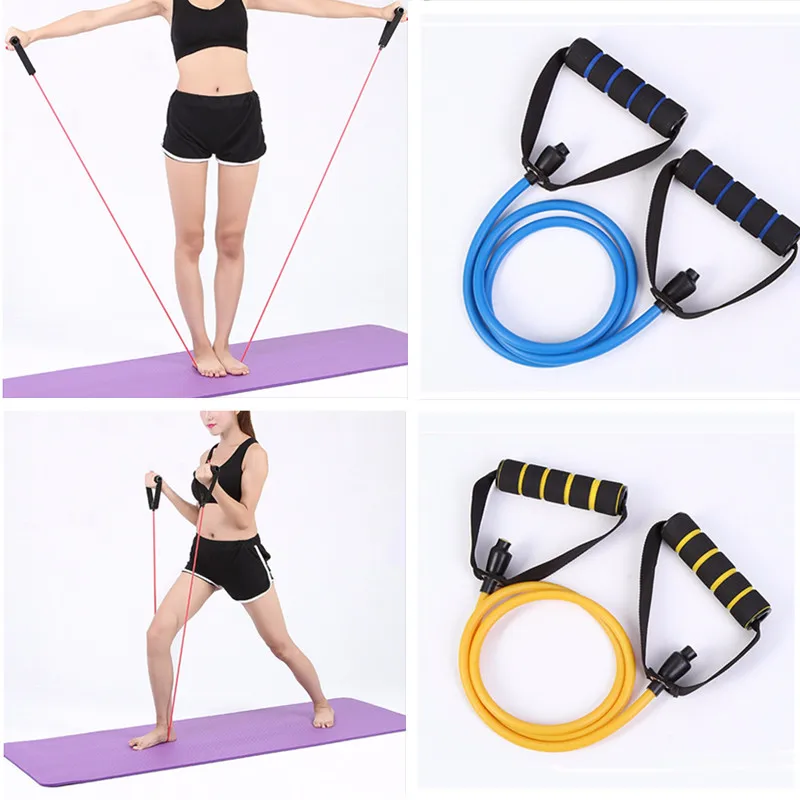 120cm Yoga Fitness Resistance Bands strech Pull Rope Exercise Tubes gym handle Training Elastic Band Rope Yoga Workout equipment 120cm Yoga Fitness Resistance Bands strech Pull Rope Exercise Tubes gym handle Training Elastic Band Rope Yoga Workout equipment