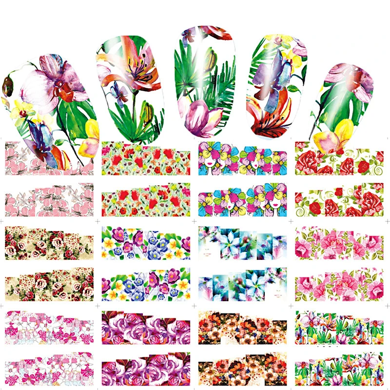 Набор стикеров для ногтей 48 листов цветной смешанный переводные наклейки с