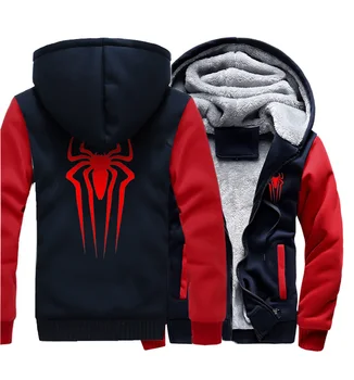 

SpiderMan Super Hero Hoodies Men 2018 Autumn Winter Thick Zipper Coat Raglan Harajuku Hooded Hoodie Streetwear Men's Sweatshirts