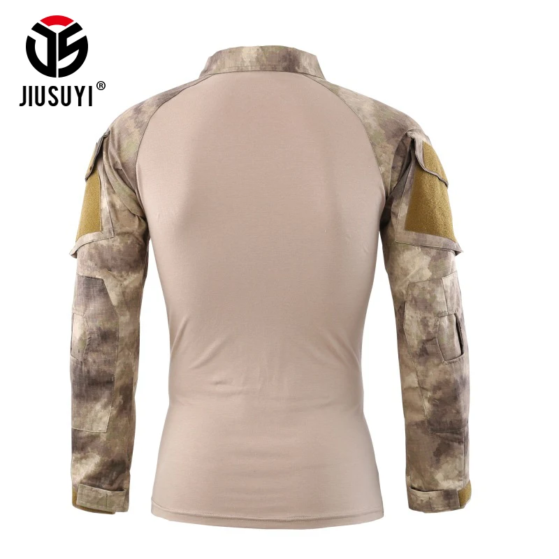 Камуфляж тактический бой с длинным рукавом хлопковая Футболка Airsoft для пейнтбола