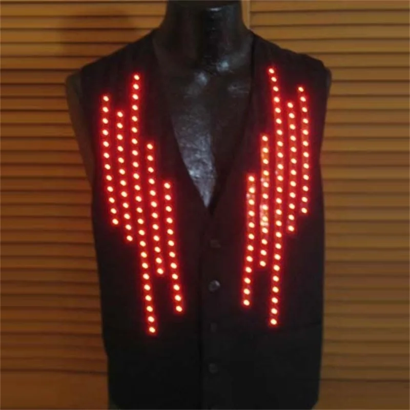 

5 Pcs Led Luminous Waiter Uniforms Clothes Growing Novelty V-neck Man's Vest Waistcoat LED Flashing Costume For KTV Bar DJ