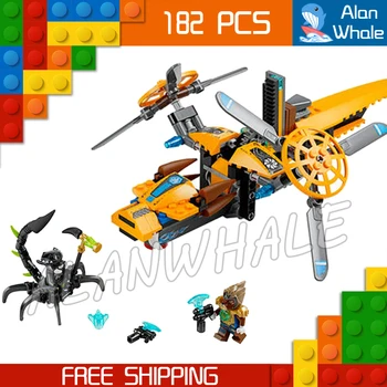 

182pcs Lavertus' Twin Blade Action Scutter Fighter Flying Machine 10074 Hammer elements spin Blocks Toys Compatible with Lago