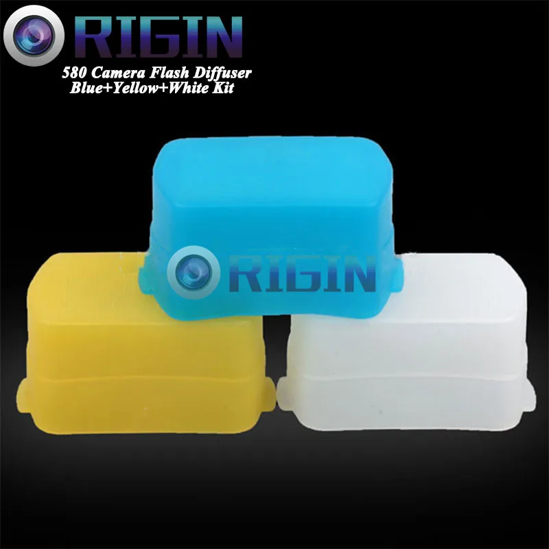 

580EX 3 color White+blue+yellow Kit Camera flash diffuser soft mask For Canon 580EX YN560II YN-565EX speedlight Free Shipping