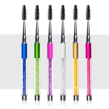 

Can Bend Freely Spiral Eyelash Brush Rhinestone Acrylic Handle Mascara Wands Extension Eye Makeup Brushes