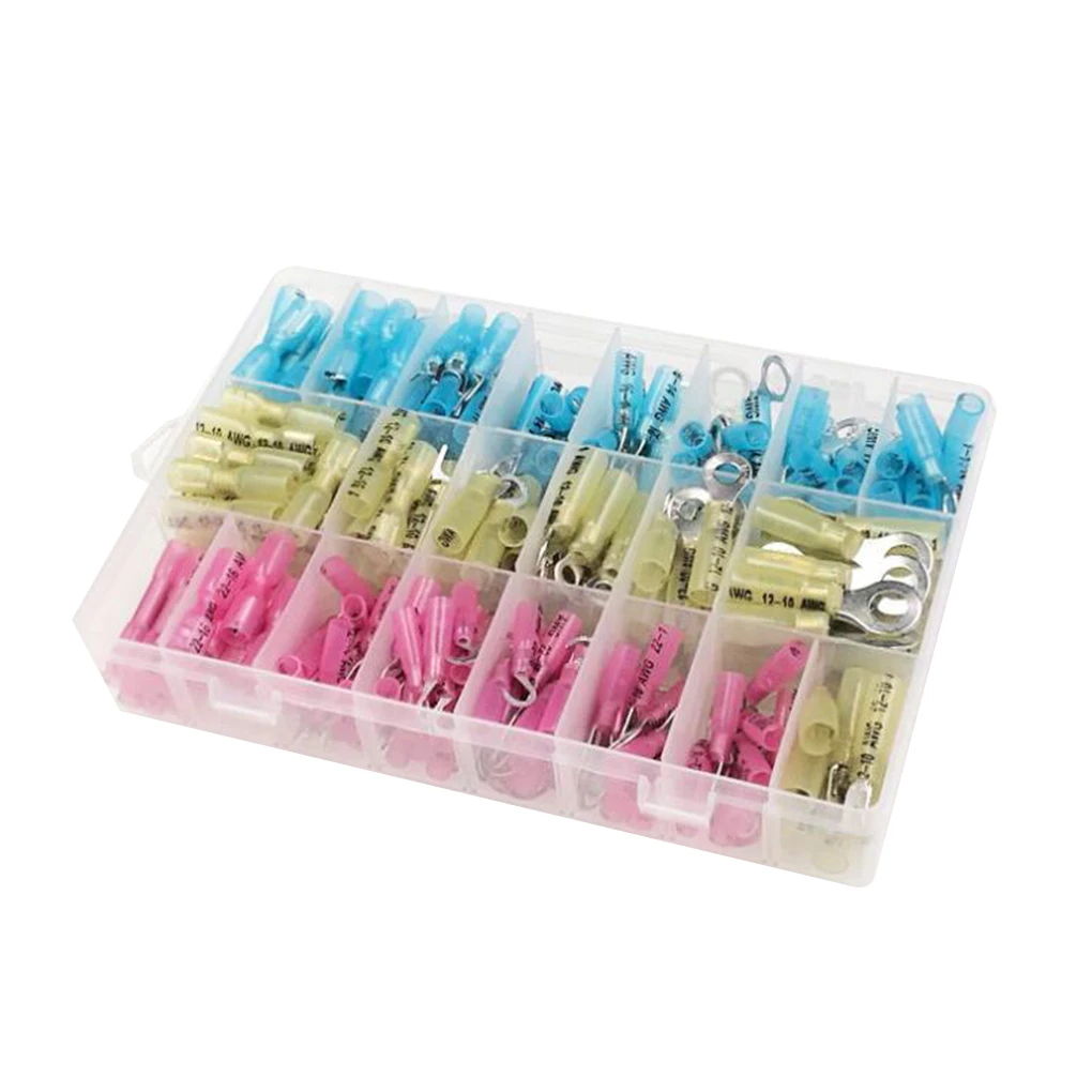 

Brand New 270pcs Copper Heat Shrink Wire Connector Kit Electrical Insulated Crimp Terminals Set