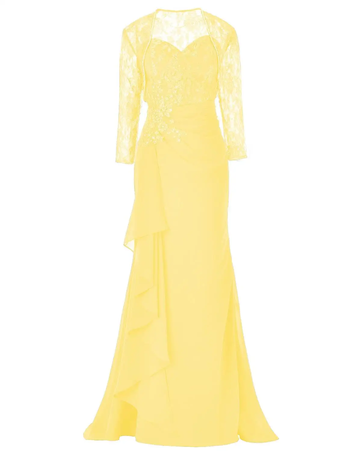 Кружевное торжественное платье с рукавом три четверти и короткими рукавами; платье для мамы, невесты, жениха, с пиджаком для свадьбы; vestido de festa SLD-M08 - Цвет: Yellow
