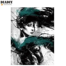 DIADIY фото на заказ 5d diy Алмазная картина мозаика абстрактная черная женщина 5d Вышивка крестиком полная квадратная Алмазная вышивка домашнее искусство