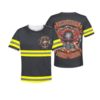 

Kids 3D printed Hoodie police men uniform summer Parent-child Clothes shirts Cosplay costumes boys Firemen Print sweatshirt