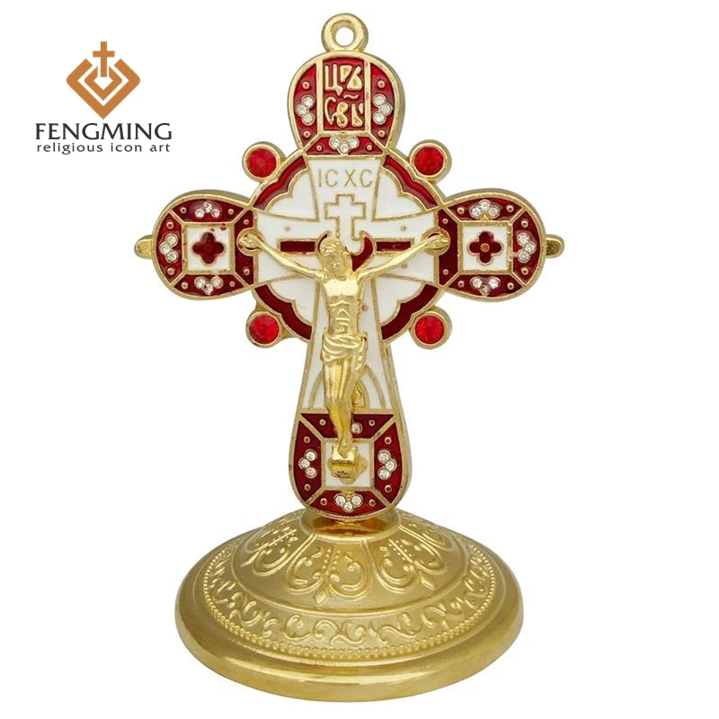Новые католические кресты и Распятие Иисуса Металлические ремесла религиозный крест символы греческой ортодоксальной иконы Христианский подарок на крестины