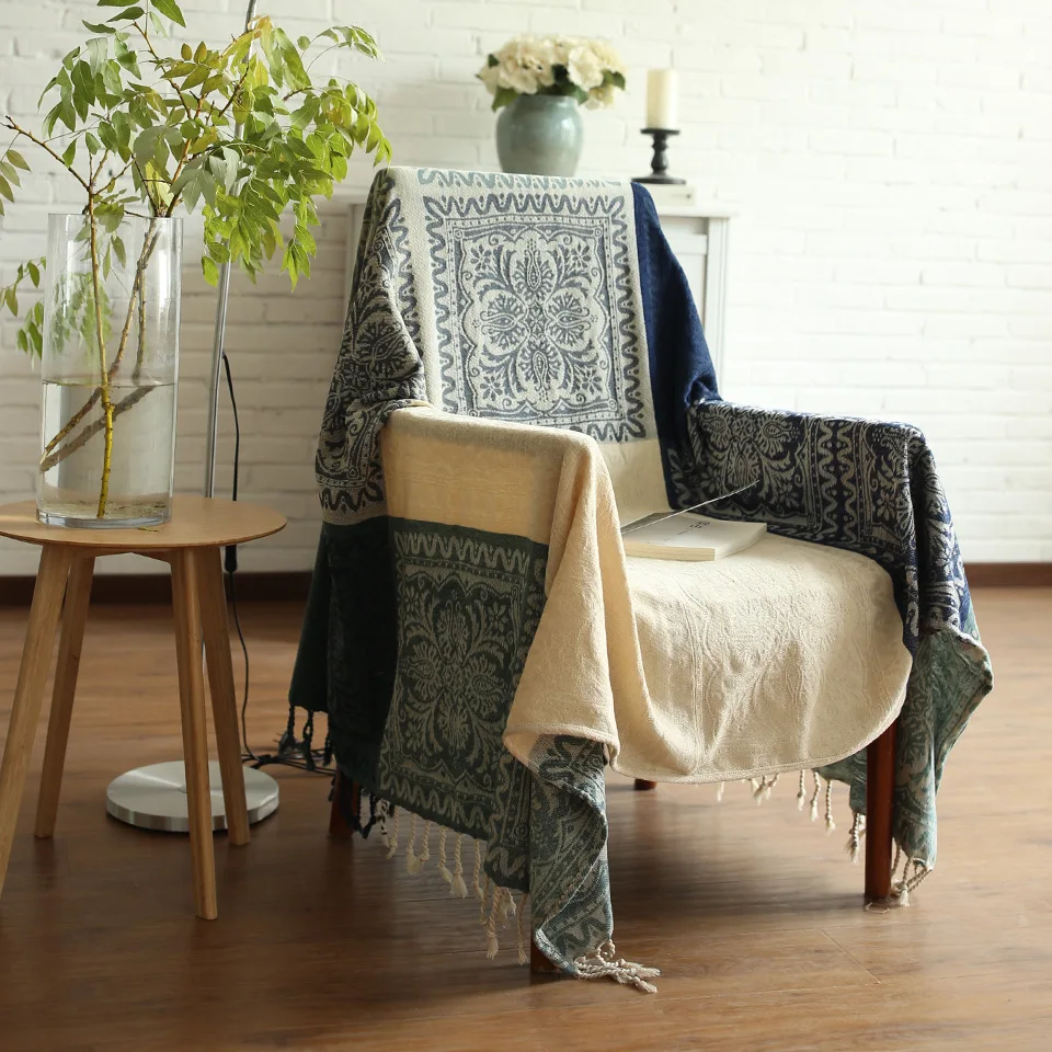 Chenille Sofa Towels With Tassels Chinese Traditional Sofa Covers Throw Blankets Funiturn Protectors Home Textile Almofas Decor