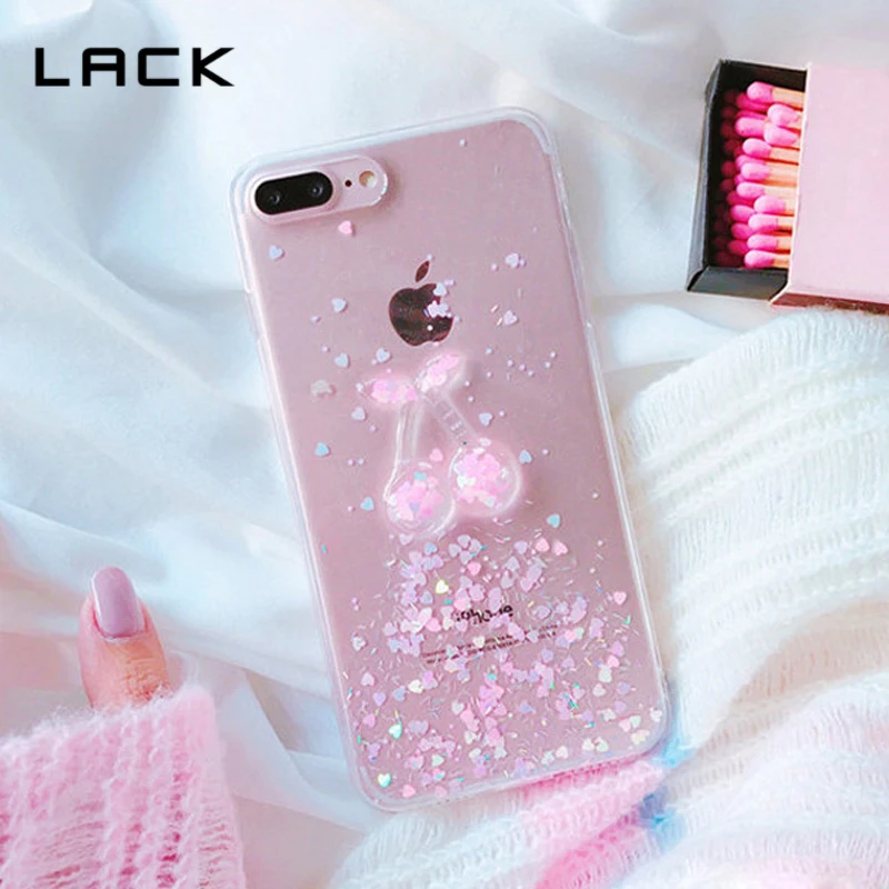 LACK Glitter Powder Clear Phone Case For iphone 8 Case Bling Love Heart