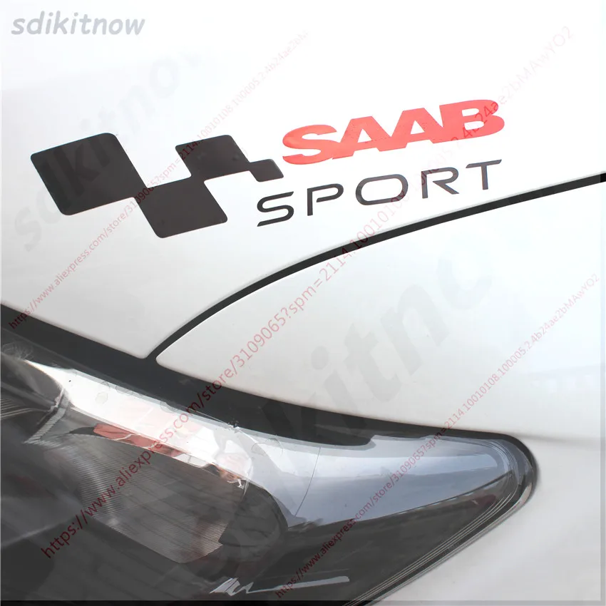 

22x6cm 2pcs Car Body Windows Sports Racing PVC Sticker Decal Styling For Sweden SAAB 9-3 9-5 93 95 900 Accessories