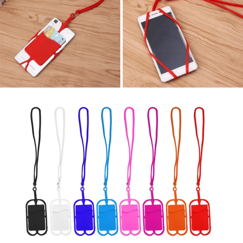 Lanyard Cell Phone Case Holder Neck Strap With ID Card Slot Detachable Silicone Safe Line Cell