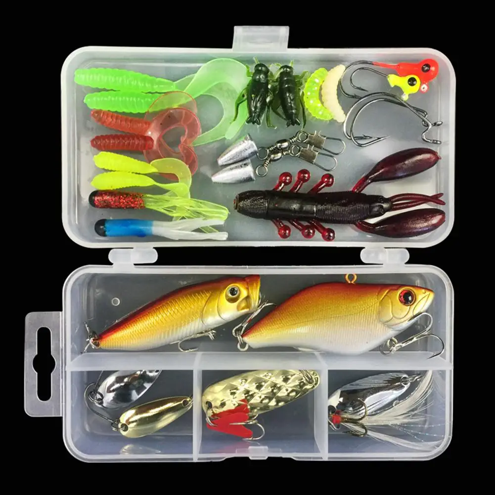  Multifunctional Soft Fishing Lure Box Fake Bait Artificial Swim bait Fishing Lure Set Hook Kit 28/8